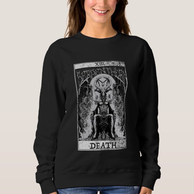 Sweatshirt Baphomet Occulte Satan Tête de chèvre Carte Tarot  (Devant)