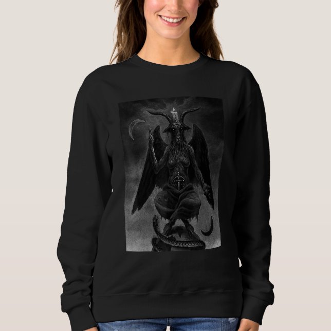 Sweatshirt Baphomet Satanic Satan Chèvre Tête 666 Occulte Pag (Devant)