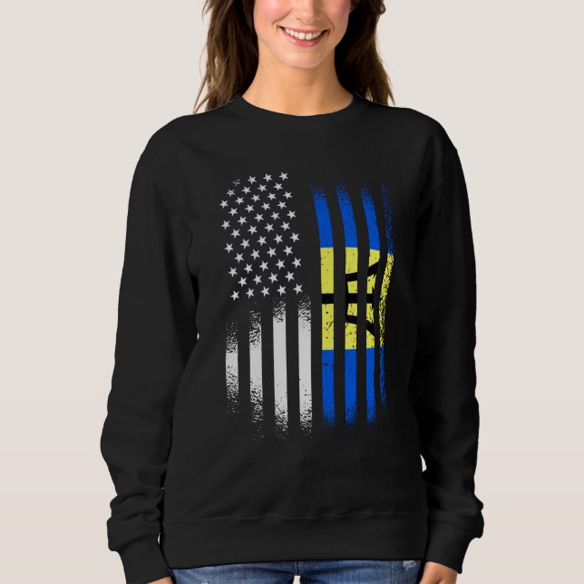 Sweatshirt Barbadian American Patriot Grown Country USA Flags (Devant)