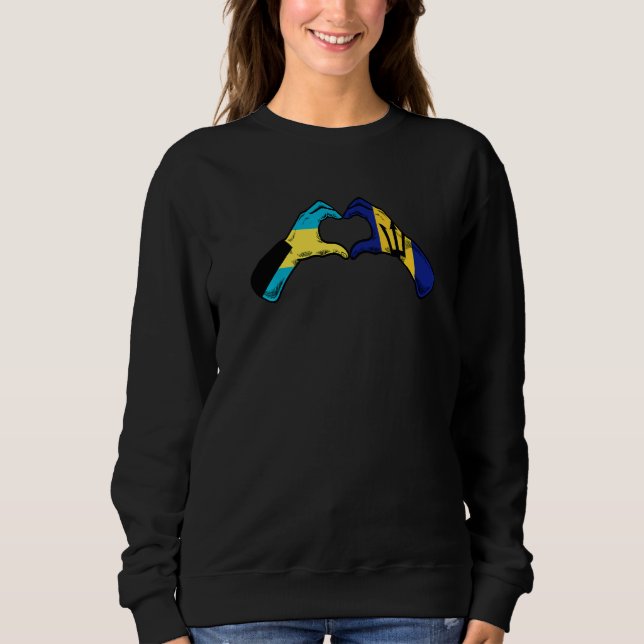 Sweatshirt Barbados Bahamas Flag Barbadian Bahamians Heart  1 (Devant)