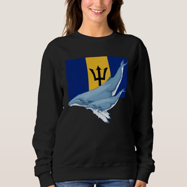 Sweatshirt Barbados Flag with Humpback Whales Bajan Pride (Devant)