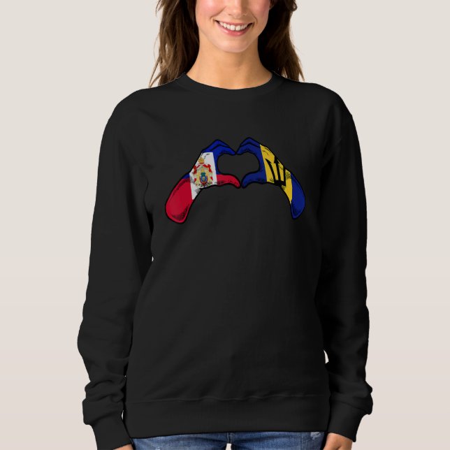Sweatshirt Barbados Haiti Flag Barbadian Haitian Heart 1 (Devant)