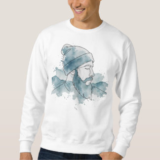 Sweatshirt Barbe Beanie Aquarelle Bleue