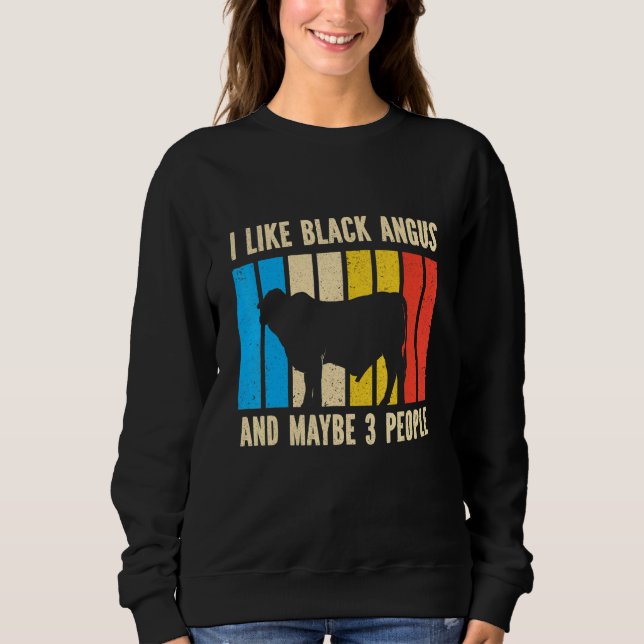 Sweatshirt Barbecue Retro I Like Black Angus And Maybe 3 Peop (Devant)