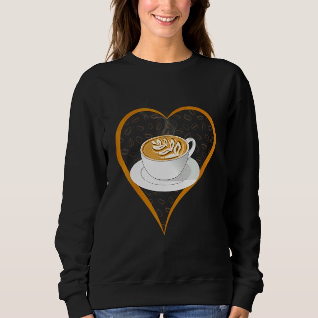 Sweatshirt Barista Cute Café Coeur Café Cappuccino (Devant)