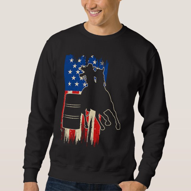 Sweatshirt Barrel Racer American Flag Patriotic Rodeo Barrel  (Devant)