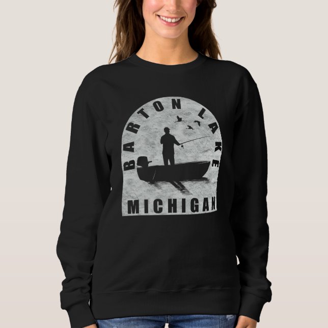 Sweatshirt Barton Lake Fishing Michigan (Devant)