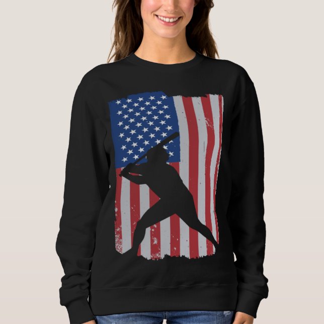 Sweatshirt Base-ball avec drapeau américain (Devant)