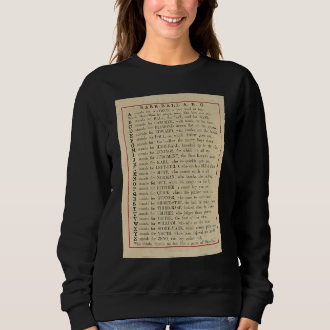 Sweatshirt Baseball Abc 1885  Vintage Book Illustration Serie (Devant)
