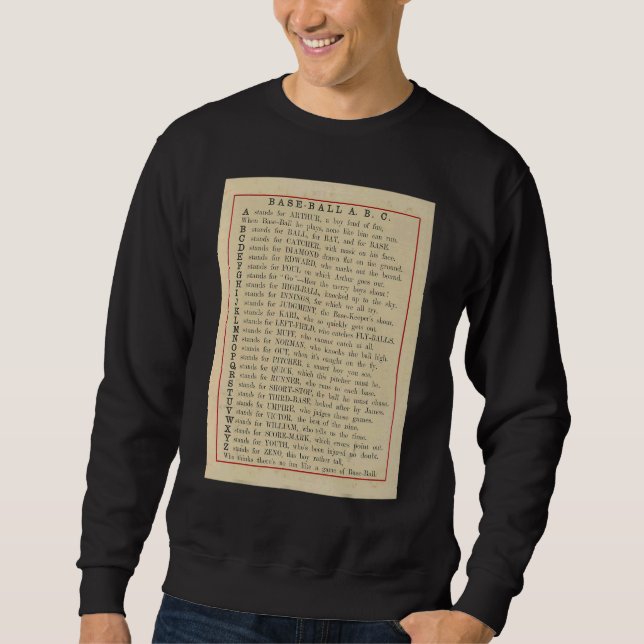 Sweatshirt Baseball Abc 1885  Vintage Book Illustration Serie (Devant)