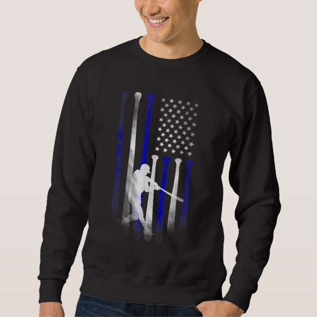 Sweatshirt Baseball American Drapeau Joueur Drapeau Papa Mama (Devant)