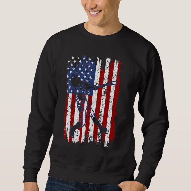 Sweatshirt Baseball American Flag Patriotic Catcher 4th Of Ju (Devant)