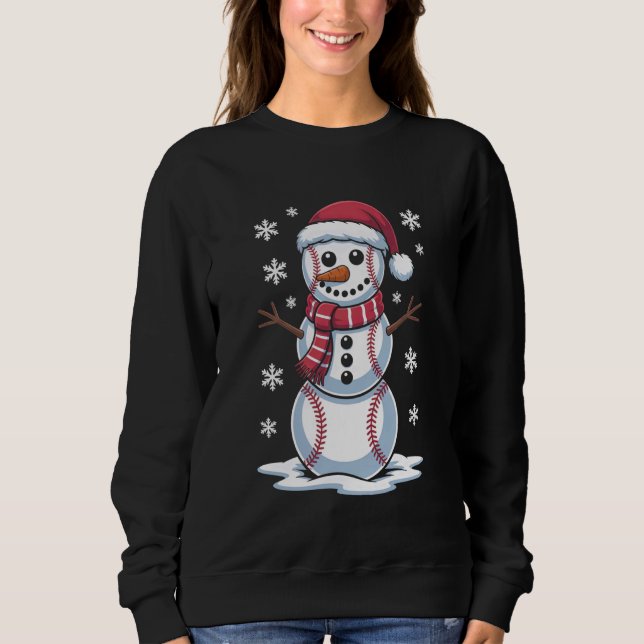 Sweatshirt Baseball Ball Snowman Player Boys Girls Kids Adult (Devant)