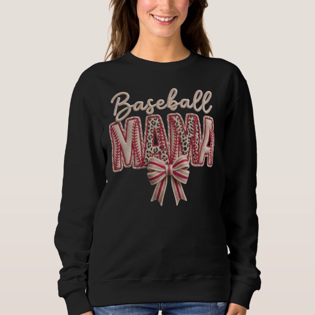 Sweatshirt Baseball Bow Maman, Fête des Mères (Devant)
