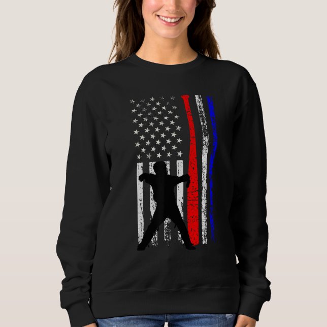 Sweatshirt Baseball Catcher 4th of July American Flag Patriot (Devant)