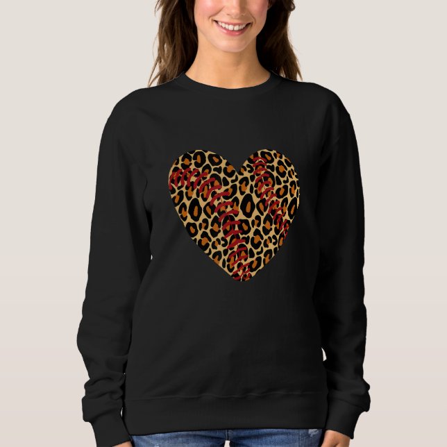 Sweatshirt Baseball Leopard Heart Cute Mom Dad Men Women (Devant)