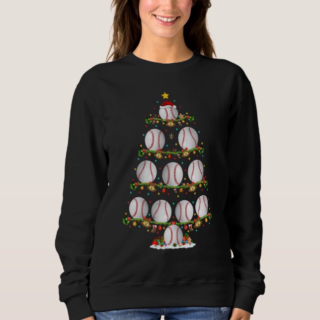 Sweatshirt Baseball   Lights Xmas Santa Baseball Christmas Tr (Devant)