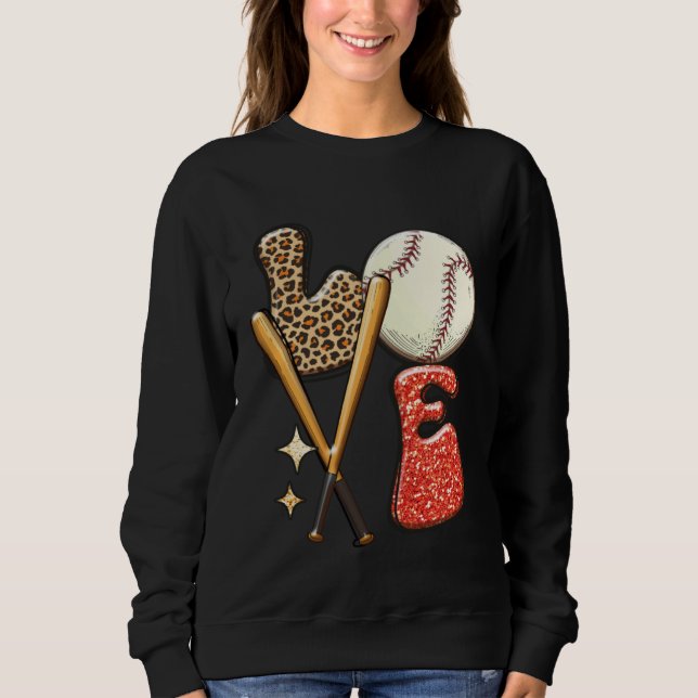 Sweatshirt Baseball LOVE Baller Mom Leopard Print Softball Ga (Devant)