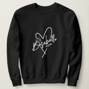 Sweatshirt Baseball Maman Coeur Personnalisé Noir Baseball