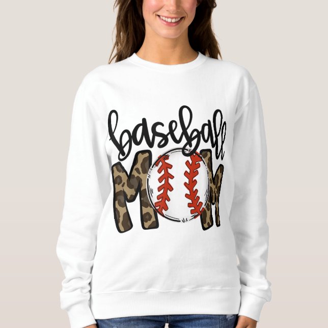 Sweatshirt Baseball Maman Leopard Jeu Vibes de Jour T - ball  (Devant)