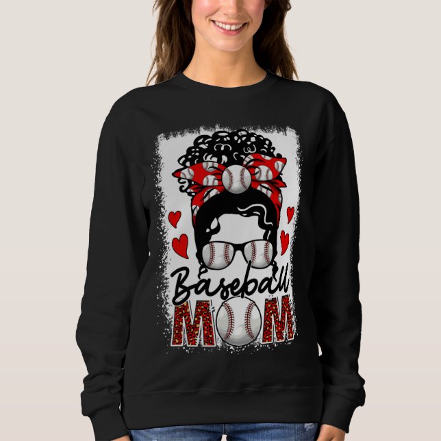 Sweatshirt Baseball Mom Leopard Messy Bun Game Day Mother s D (Devant)