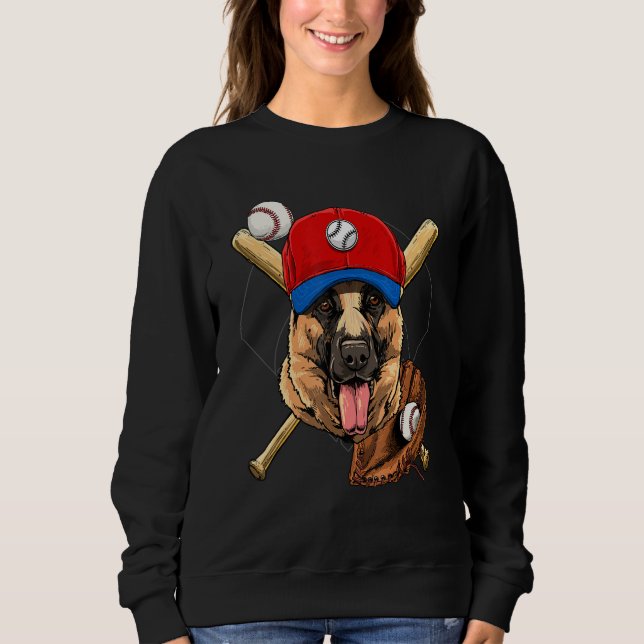 Sweatshirt Baseball Player Coaches German Shepherd Dog Pitche (Devant)
