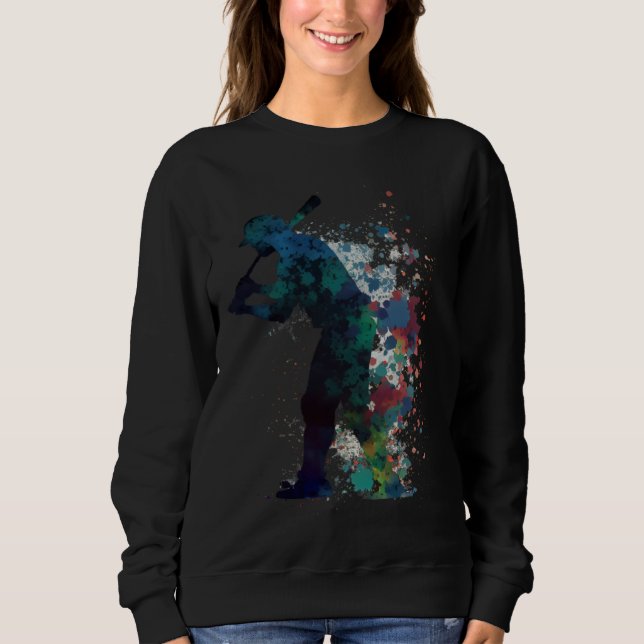 Sweatshirt Baseball silhouette  player variegated colors desi (Devant)