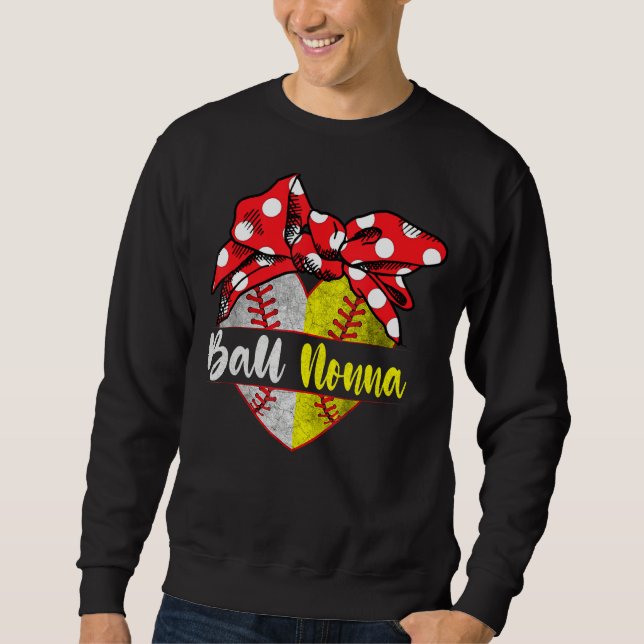 Sweatshirt Baseball Softball Heart Ball Nonna Family Player C (Devant)