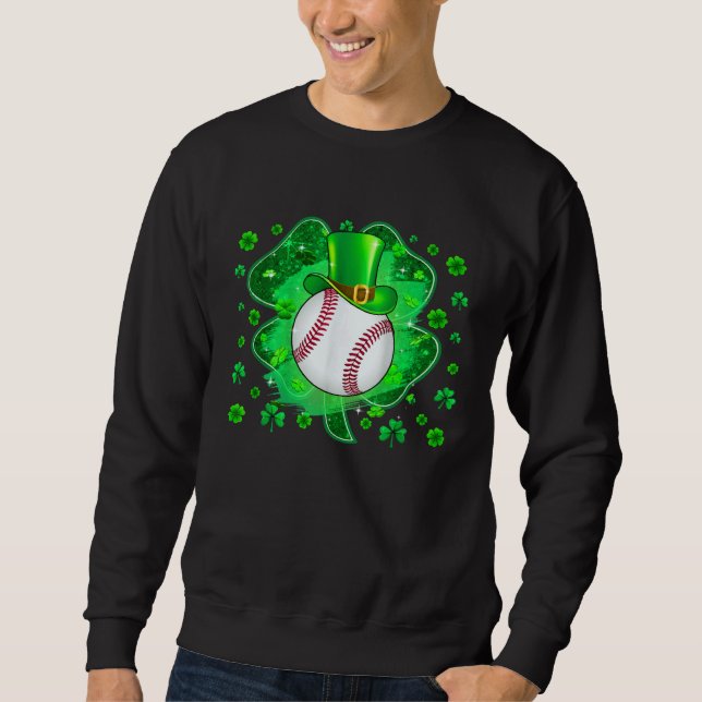 Sweatshirt Baseball St Patricks Day Leprechaun Trèfle Garçons (Devant)