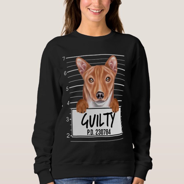 Sweatshirt Basenji Mugshot Chien Coupable (Devant)