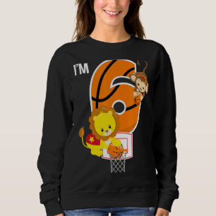 Sweatshirt Basket-ball 6e fête d'anniversaire Lion Monkey Zoo