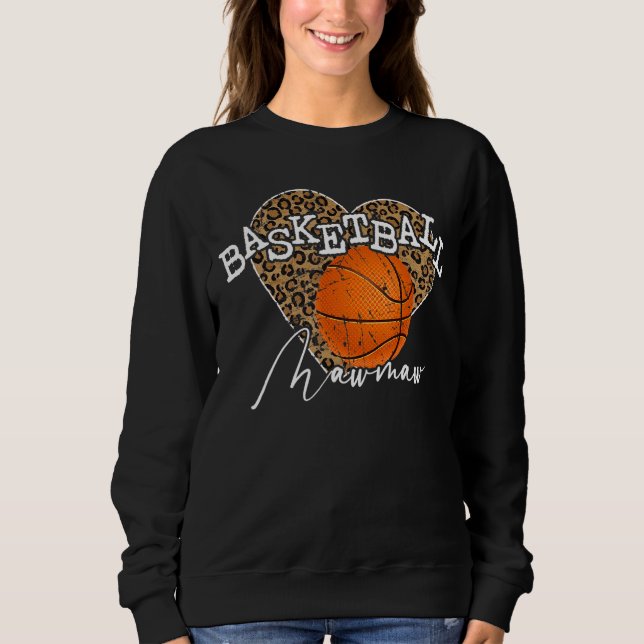 Sweatshirt Basket-ball Mawmaw Leopard Heart Basketball (Devant)