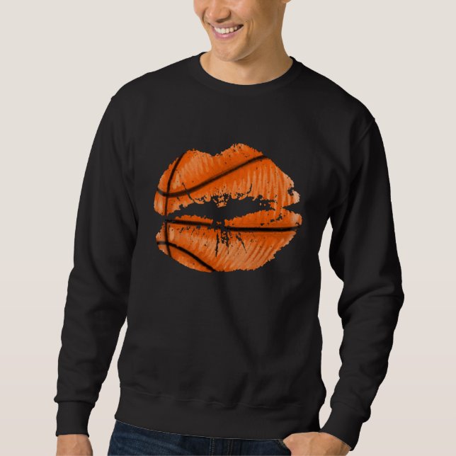 Sweatshirt Basketball Lips Trendy Kiss Mouth Women Basketball (Devant)