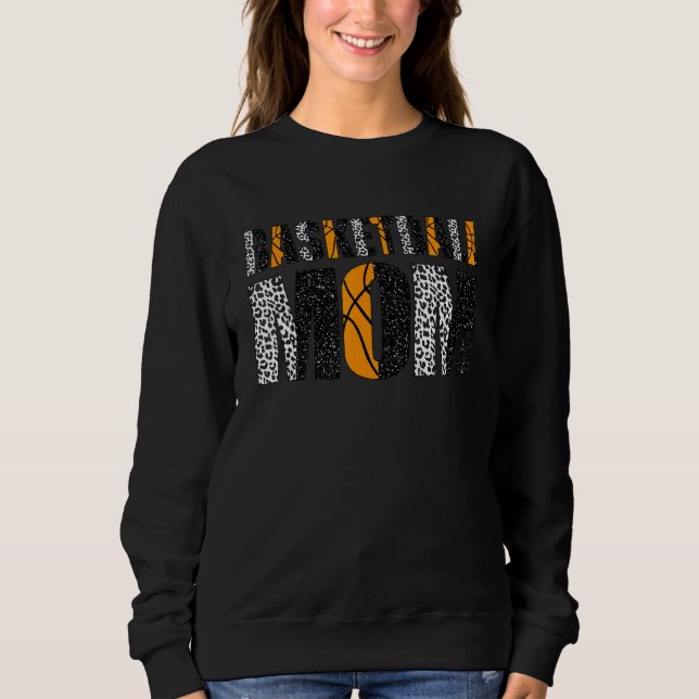 Sweatshirt Basketball Maman Leopard Tee Fête des Mères Ballma (Devant)