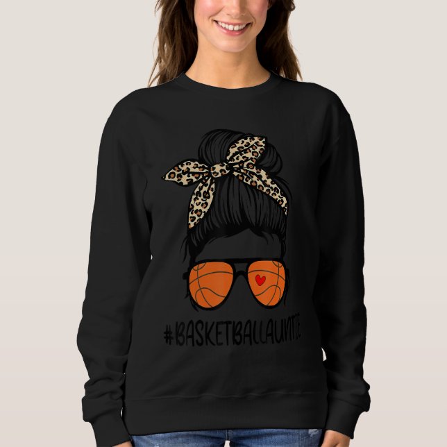 Sweatshirt Basketball Tante Vie Leopard Messy Bun Mère (Devant)
