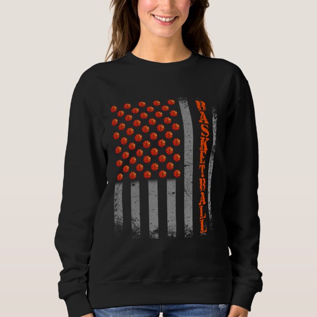 Sweatshirt Basketball USA American Flag Men Dad Boys Kids Tea (Devant)