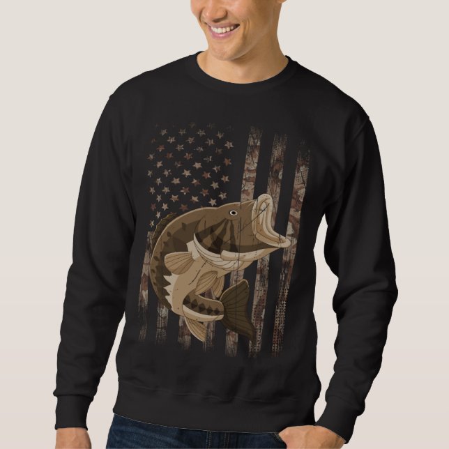 Sweatshirt Bass Fishing  Camouflage USA Flag (Devant)