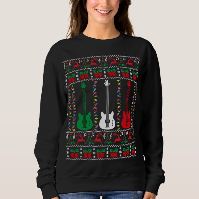 Sweatshirt Bass Guitar Ugly Christmas Sweater Guitar Player X (Devant)