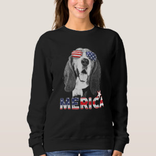 Sweatshirt Basset Hound 4 juillet American Sunglass Us Drapea