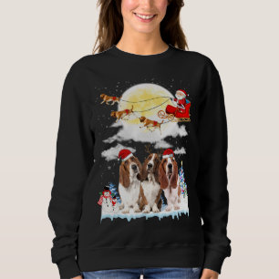 Sweatshirt Basset Hound Dog Père Noël Sleigh Christmas Lover