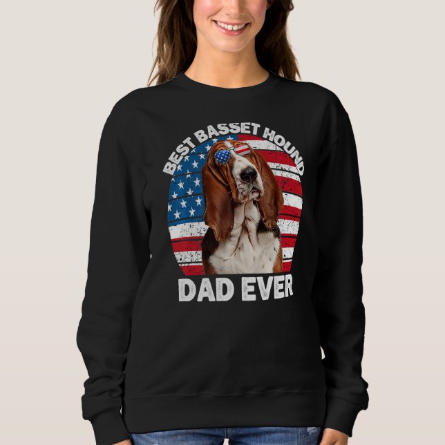 Sweatshirt Basset Hound Papa Drapeau Américain Basset Hound P (Devant)