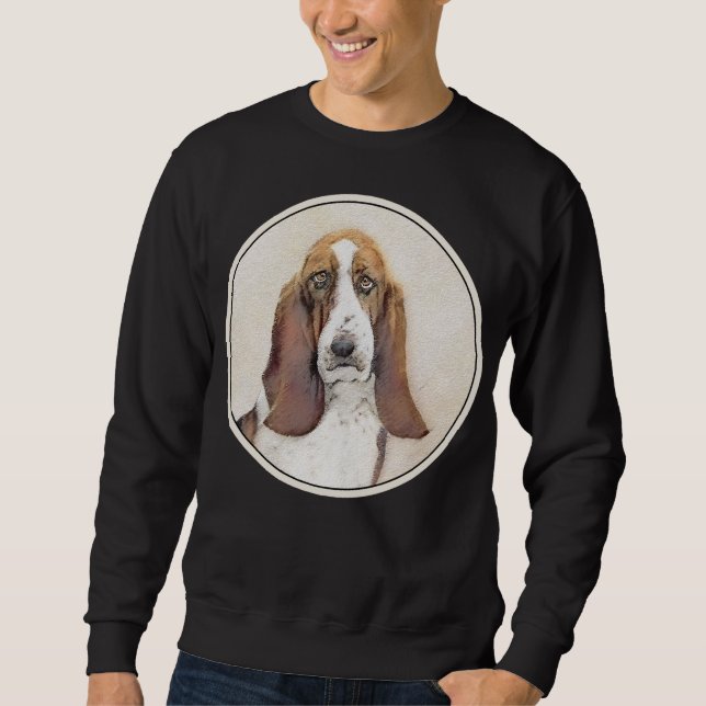 Sweatshirt Basset Hound Peinture - Cute Original Chien Art (Devant)