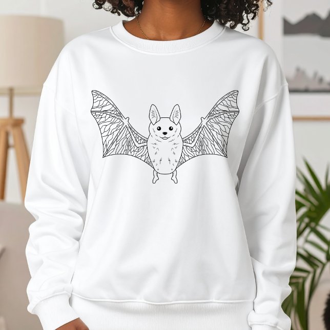 Sweatshirt Bat Cute Avec Ailes Ouvertes Ligne Simple Art Hall (Disclaimer: This image is a digital mockup.)