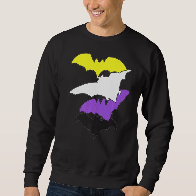 Sweatshirt Bat de Pride non binaire Lgbtq Fier Drapeau non bi (Devant)
