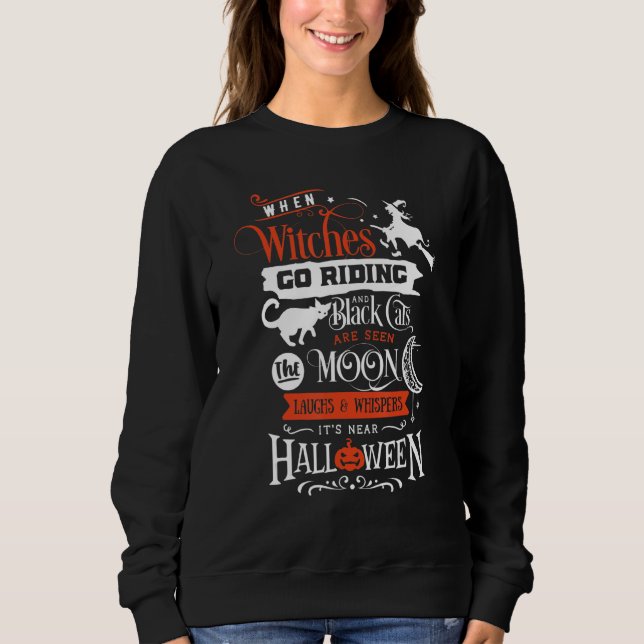 Sweatshirt Bat Halloween Costume Boo Witch Hat Laughter and W (Devant)