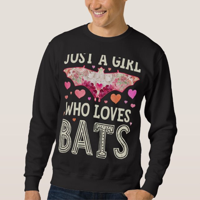 Sweatshirt Bat Juste Une Fille Qui Aime Bats Fleurs Femmes Mi (Devant)