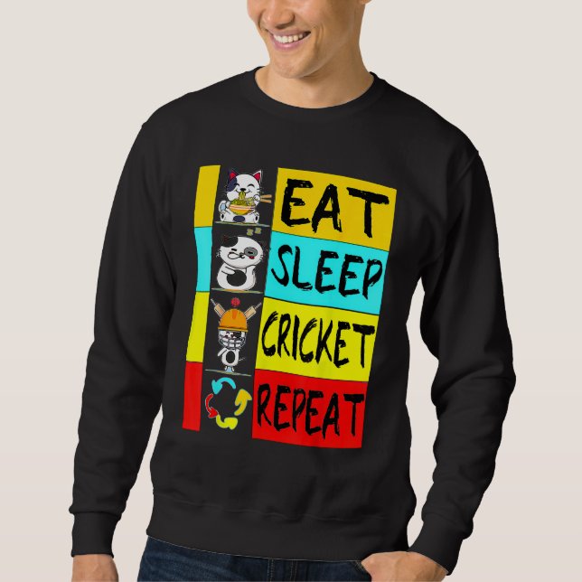 Sweatshirt Bat Sports  Cricket Pro  Eat Sleep Cricket Repeat (Devant)