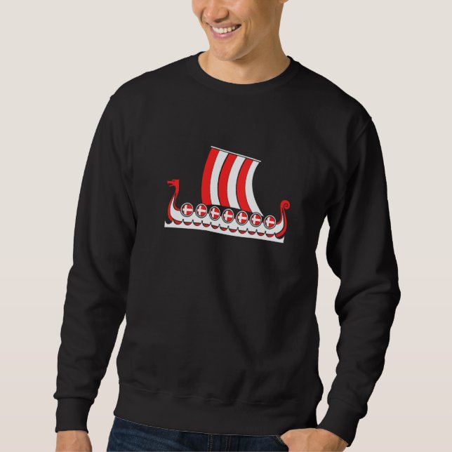 Sweatshirt Bateau dragon de navire Viking Danemark  Drapeau d (Devant)
