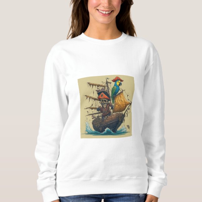 Sweatshirt bateau pirate avec perroquet (Devant)