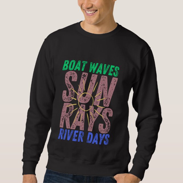 Sweatshirt Bateau Waves Sun Rays River Days Joli Retro Summer (Devant)